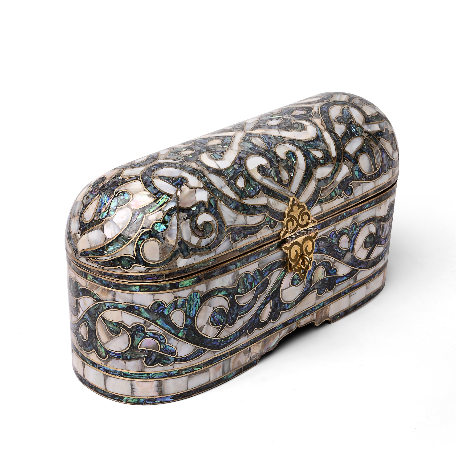 علبه ضهر عود صدف ابيض و ازرق و نحاس اصلي – Dar Zayed