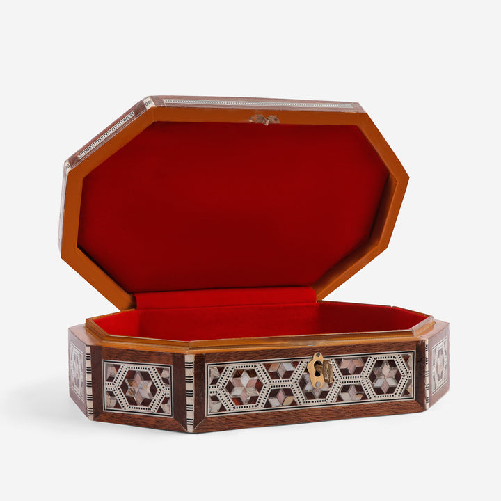 صندوق مثمن بيضاوي صدف اصلي (نقش) – Dar Zayed